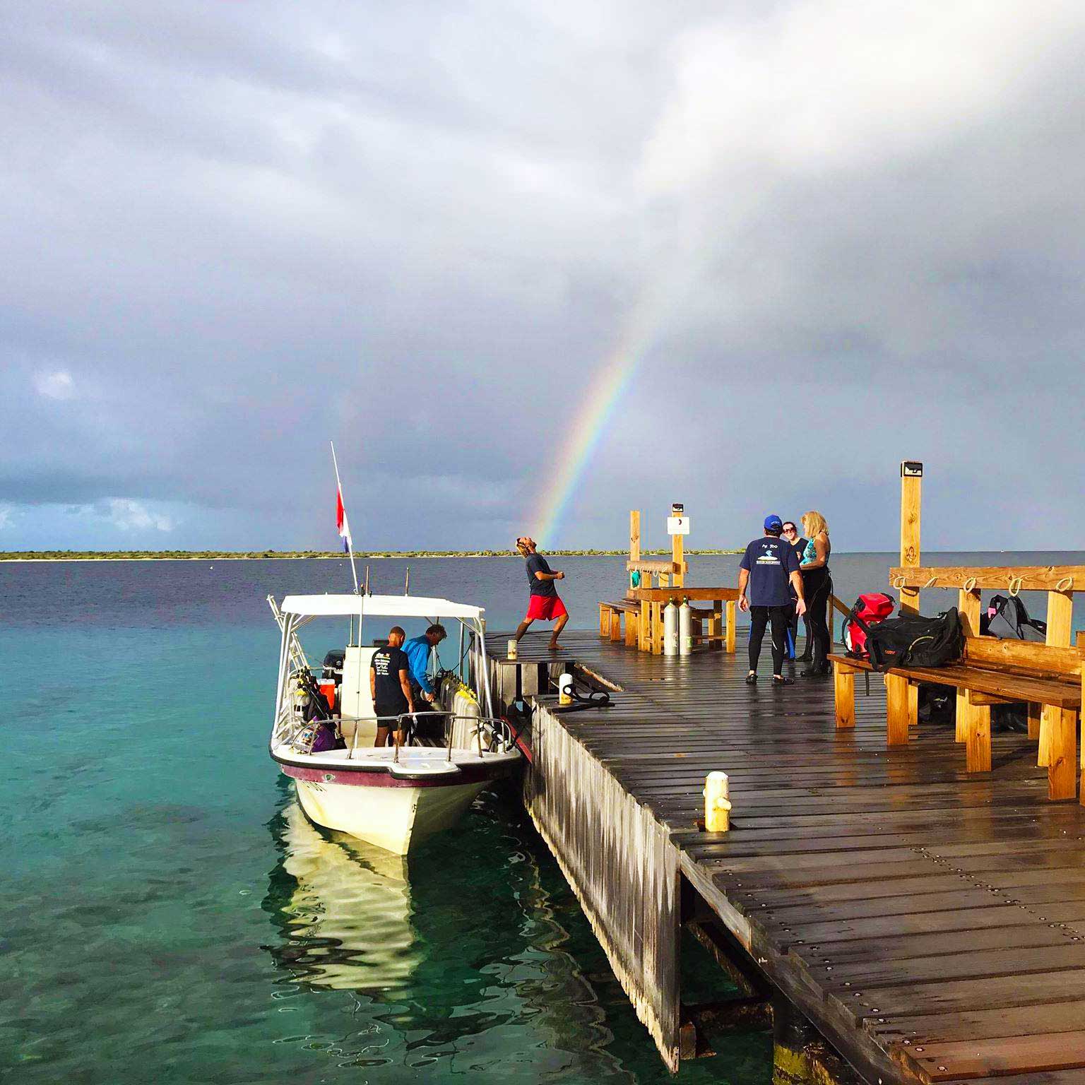 rainbow on the dock